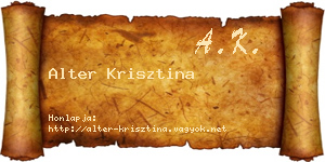 Alter Krisztina névjegykártya